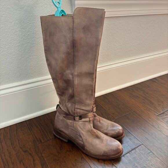 Bed Stu Women’s Bristol Knee High Riding Boots Tan Distressed Leather Sz 10 - Picture 1 of 16